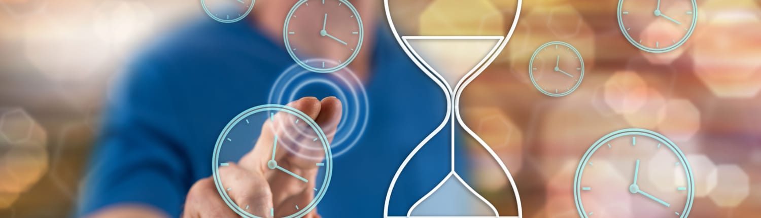 Man touching a time management concept